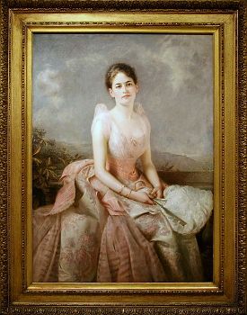 Featured is a photo of a portrait of Juliette Gordon Low - founder of the Girl Scouts - as a young woman by the English painter Edward Hughes.